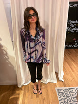 Cavalli purple tie die blouse TUV #12562