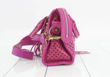 Balenciaga Perforated Mini City Bag in Pink Leather