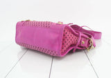 Balenciaga Perforated Mini City Bag in Pink Leather