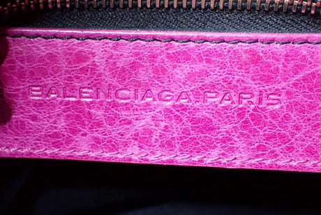 Balenciaga Perforated Mini City Bag in Pink Leather