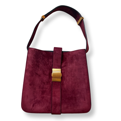 Bottega Veneta Bordeaux Suede Marie Shoulder Bag authentic