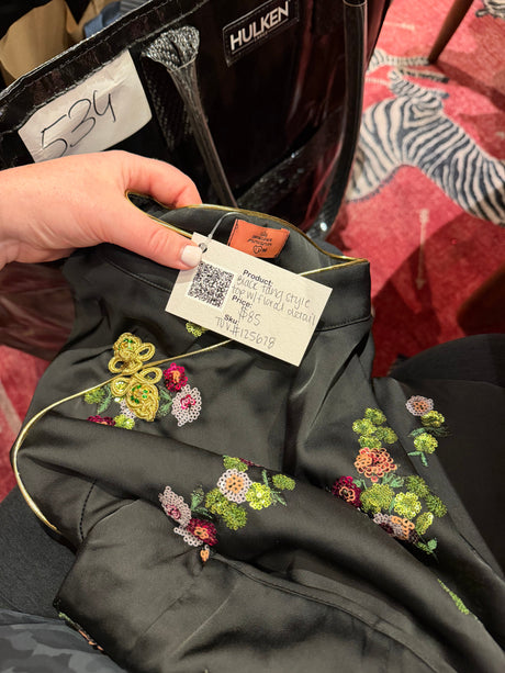 Black tang style top with floral details tuv #125678