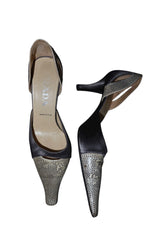 Prada grey satin and lizard toe heels (35)