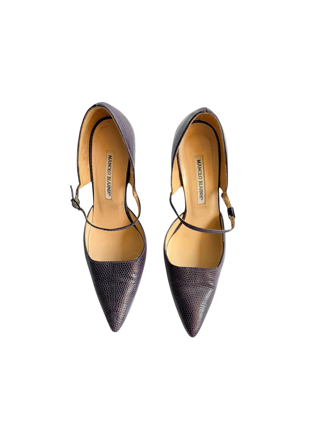 Manolo Blahnik purple lizard leather heels (38.5)