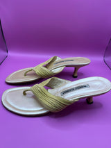 Manolo Blahnik Iridescent Yellow Heeled Sandals - Size 39