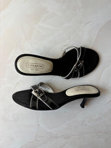 Coach US 9 Black Leather Slide Sandal