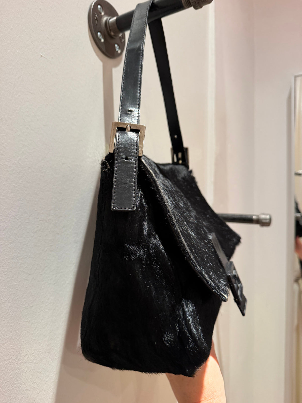 “As Is” Fendi Ponyhair Black Mama Baguette TUV #26135