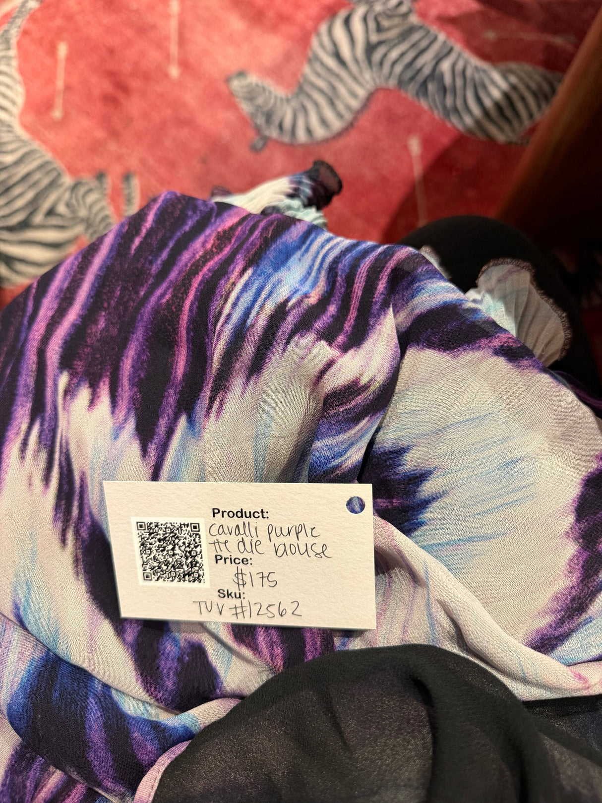 Cavalli purple tie die blouse TUV #12562