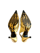 Fendi gold leather slingback heels (38.5)