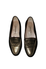 Chanel gold loafers (35)