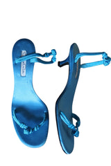 Oscar de la Renta blue satin sandal kitten heels (37)