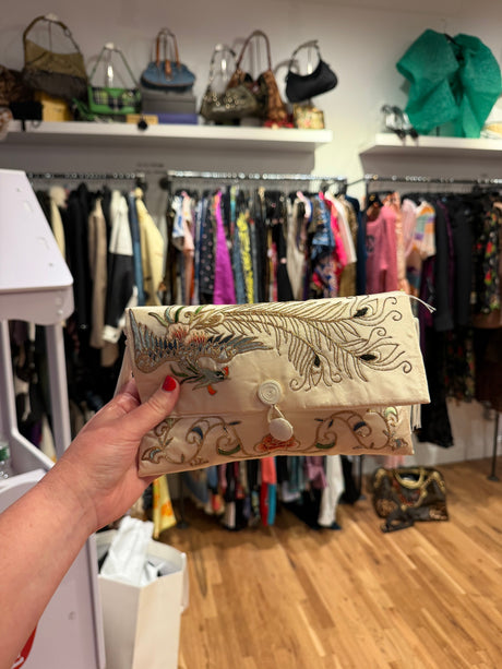 Vintage white silk purse - TUV #2