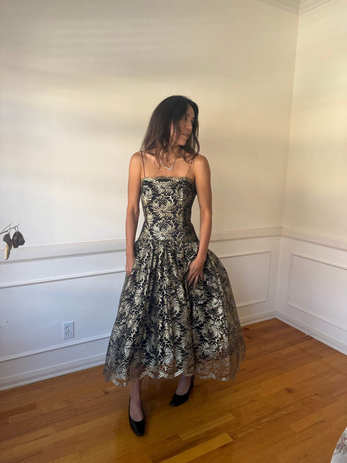 Saks Fifth Avenue Black and Gold Gown