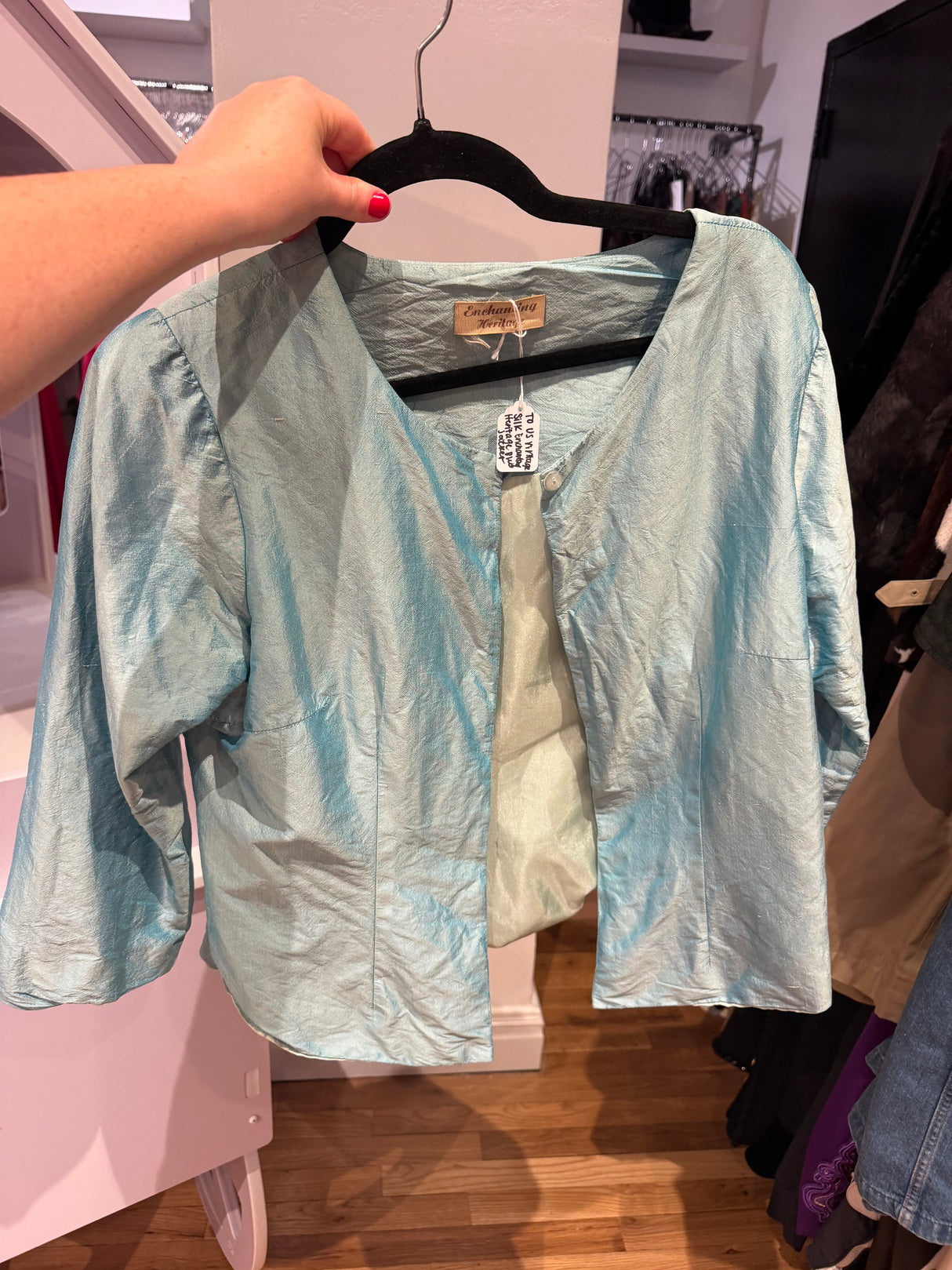 Silk enchanting heritage blue jacket - TUV #600