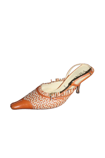 Rare Orange Woven Prada Mule