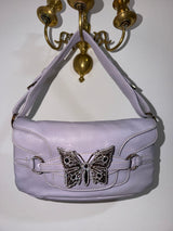 Authentic Vintage Valentino Garavani Spring/Summer 2004 Rhinestone Butterfly Lambskin Leather Shoulder Bag – Pastel Lilac