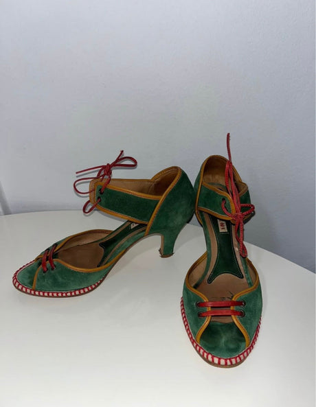 Marni Green Sandals with red leather details - size 38