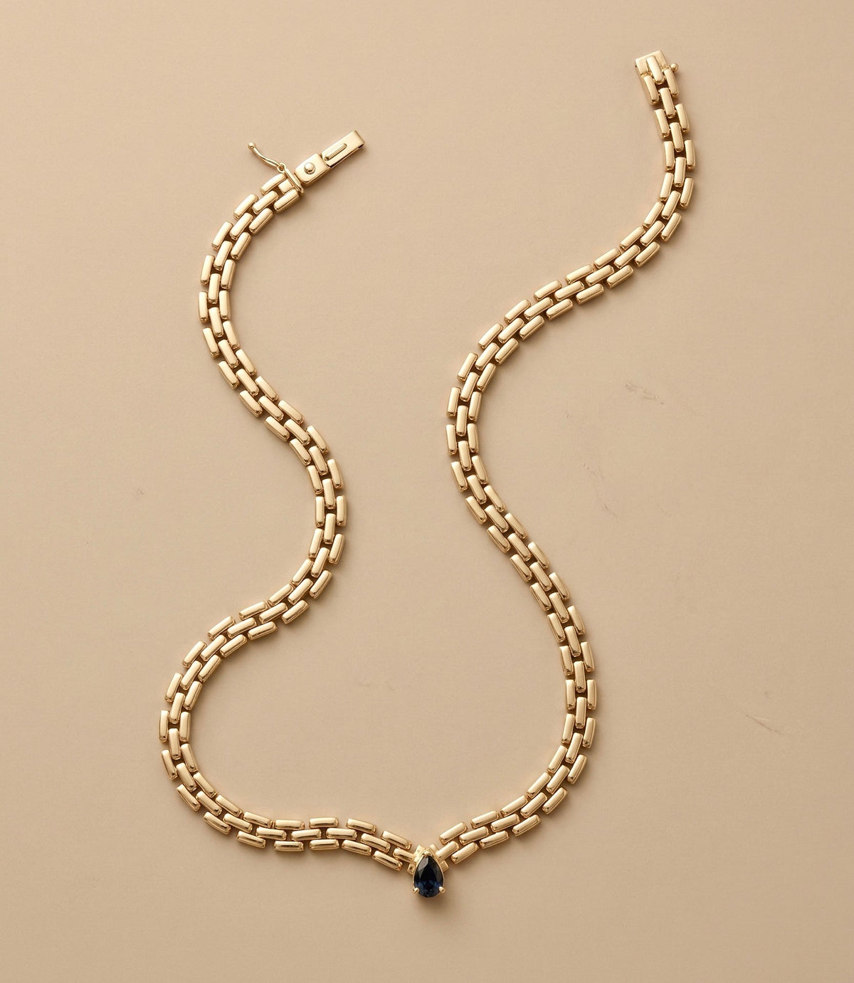 14K Gold Panther Necklace with Tourmaline