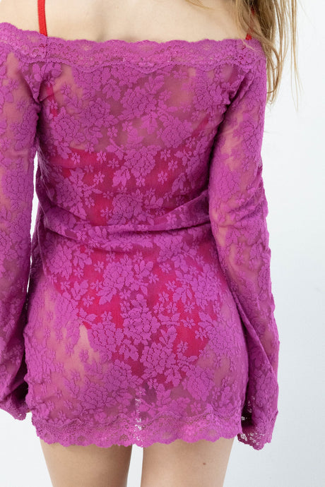 September 2003 Victoria Secret Hot Pink Lace Mini Dress