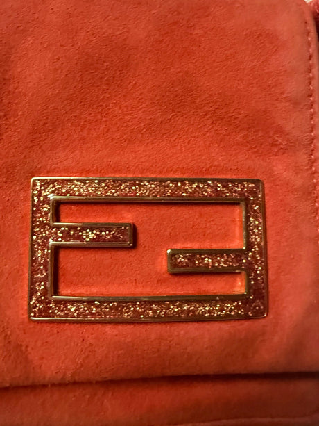 Fendi Vintage Suede Glitter Baguette