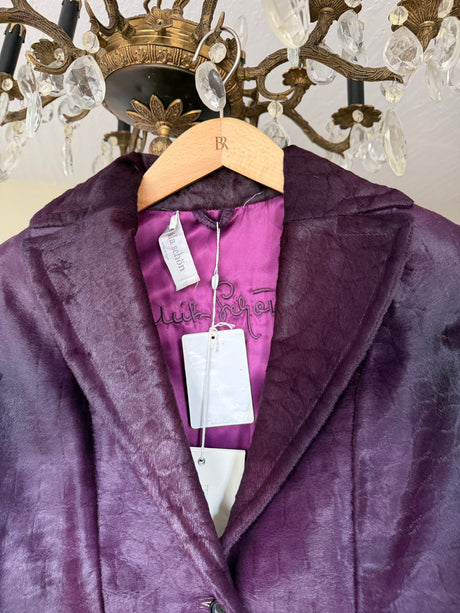 Rare Vintage Mila Schon Purple Pony Hair Jacket with tags from Iris Apfel personal collection - size 6