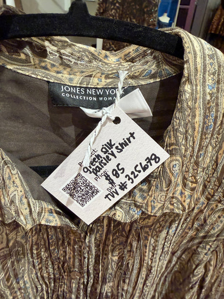 Green silk paisley shirt TUV #325678