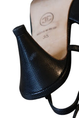 Chanel black slingback heels with double CC (35)