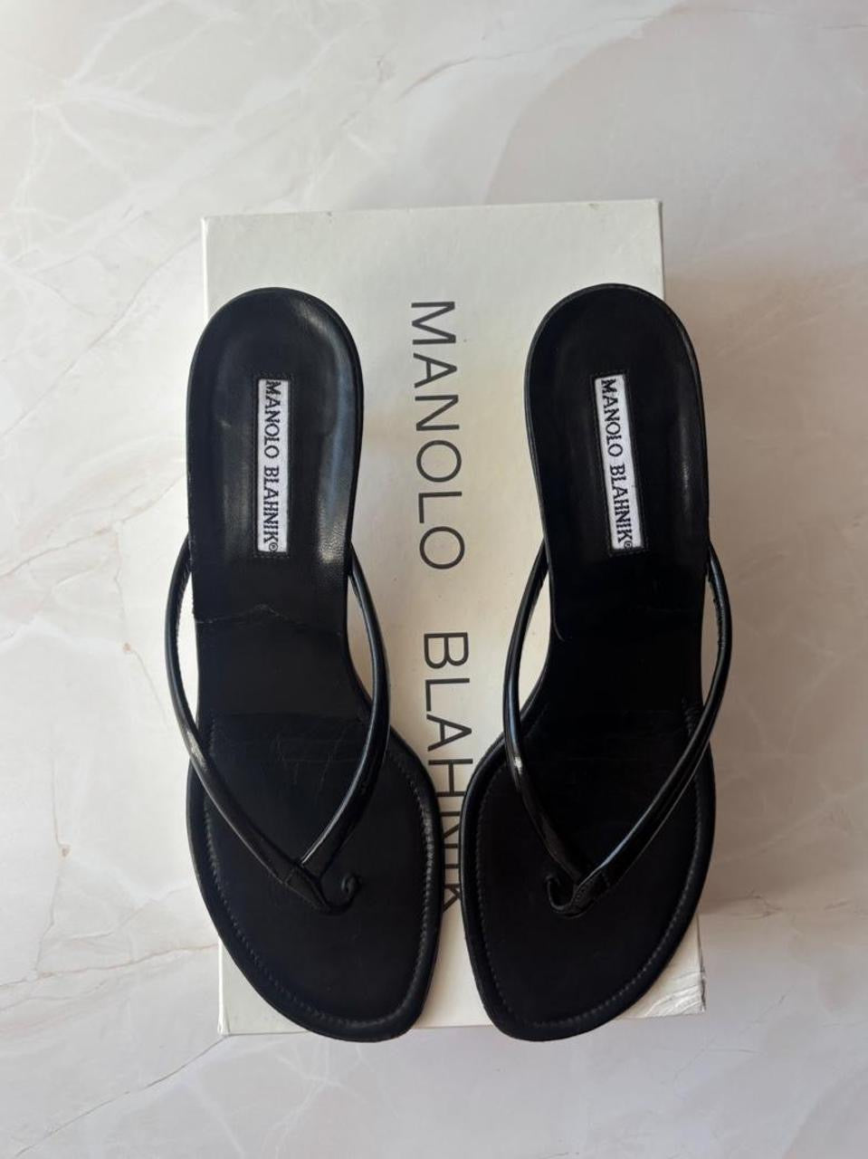 Manolo Blahnik EU 39 Black Patent Leather Sandal