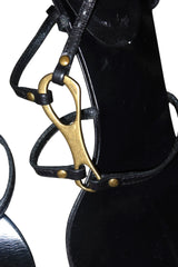 Gucci by Tom Ford black leather strappy heels with gold horsebit (9.5)