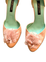 Sergio Rossi nude pink heels with tulle flower detail (35.5)