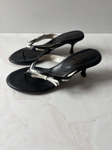 Coach US 7 Black Leather Thong Sandal
