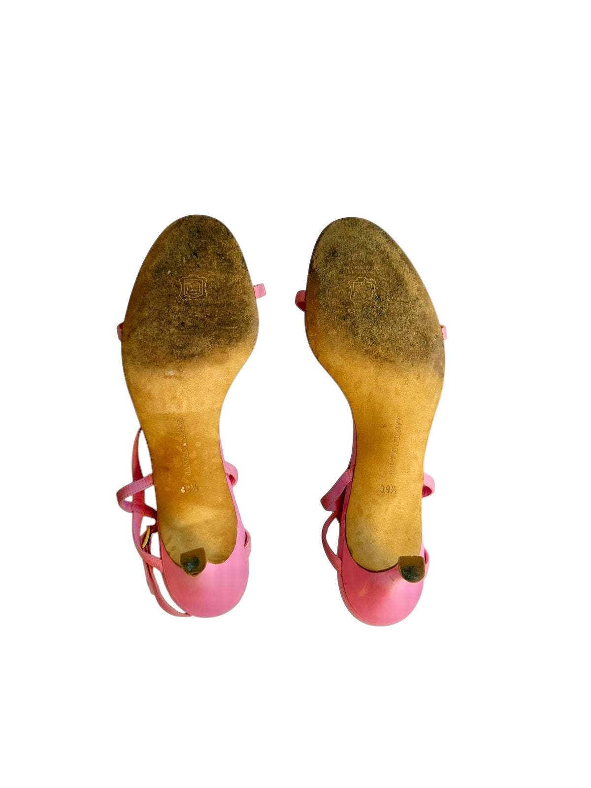 Manolo Blahnik baby pink leather ruffle heels (39.5)