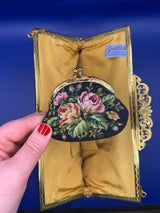 Jolles Original Austrian Petit Point Evening Bag w/matching mini floral coin purse