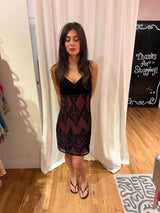 Velvet burgundy burn out mini dress