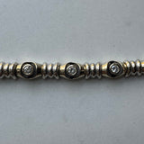 14K Gold and Bezel-Set Diamond Bracelet