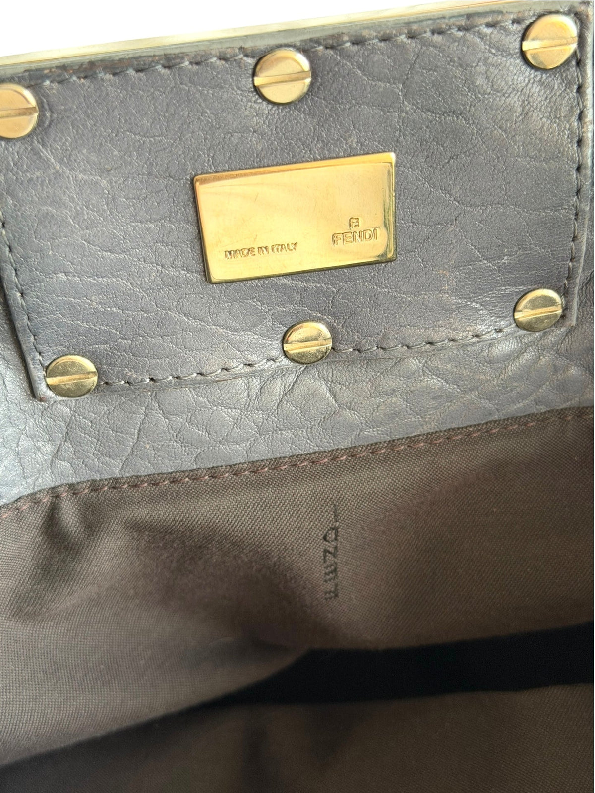 Fendi grey pebbled leather Mia tote bag