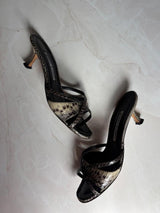Manolo Blahnik EU 38 Grey Snakeskin Crisscross Strap Sandal