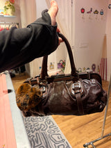 Brown leather vintage Prada purse - TUV #3213