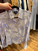 Pucci inspired blue 100% silk button down Ann Taylor - SKU tuv #515