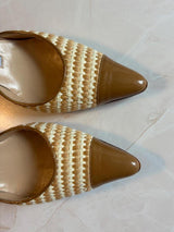 Manolo Blahnik EU 36 Tan Woven Raffia Pointed Toe Mule