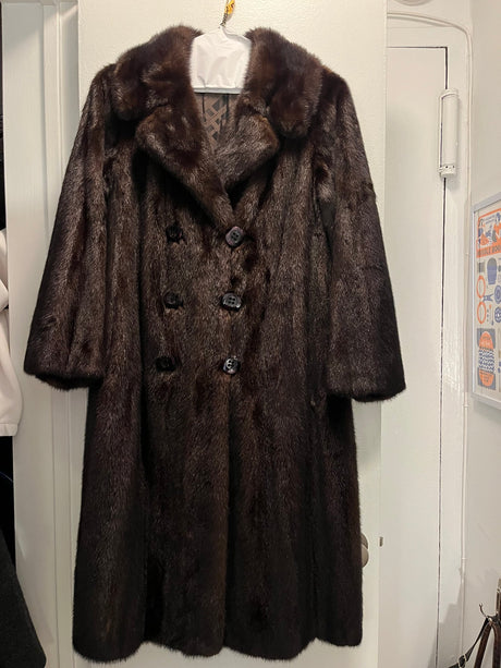 Luxurious Vintage Chocolate Full Length Mink with Button Details