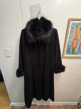 Vintage Steve by Searle cashmere and fox fur trimmed coat