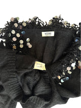 Moschino black wool cardigan with silver pailletes