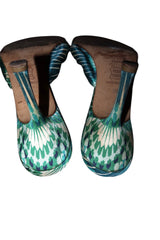 Jimmy Choo blue silk mules with turquoise stone (36)