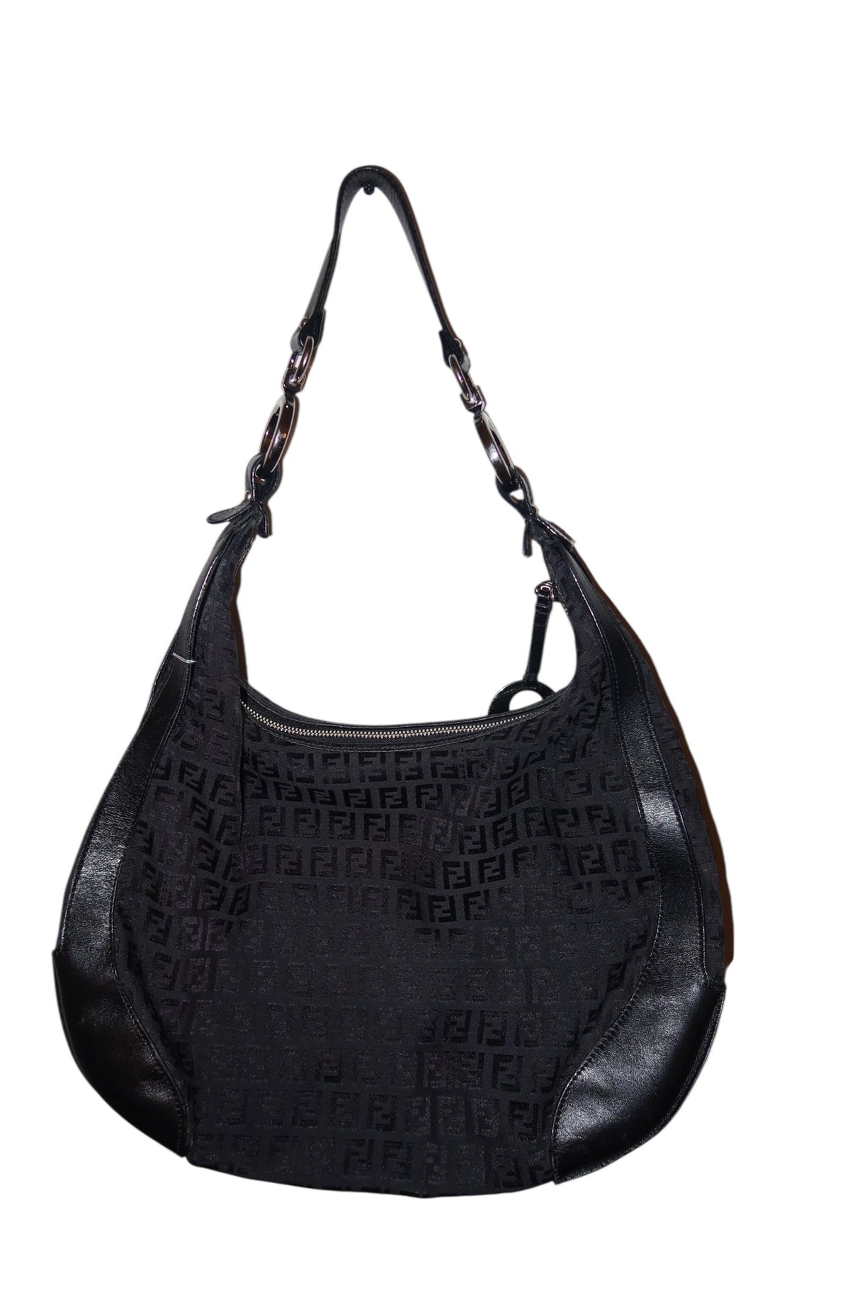 Fendi black half moon hobo bag