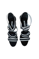 Manolo Blahnik black and white elastic heels (37.5)