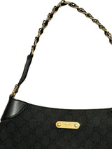 Gucci black gg canvas and leather bag with gold chains