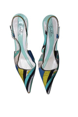 Emilio Pucci blue/multicolor print slingback heels (36.5)