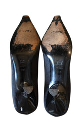 Moschino black satin heels with glitter hearts (39.5)