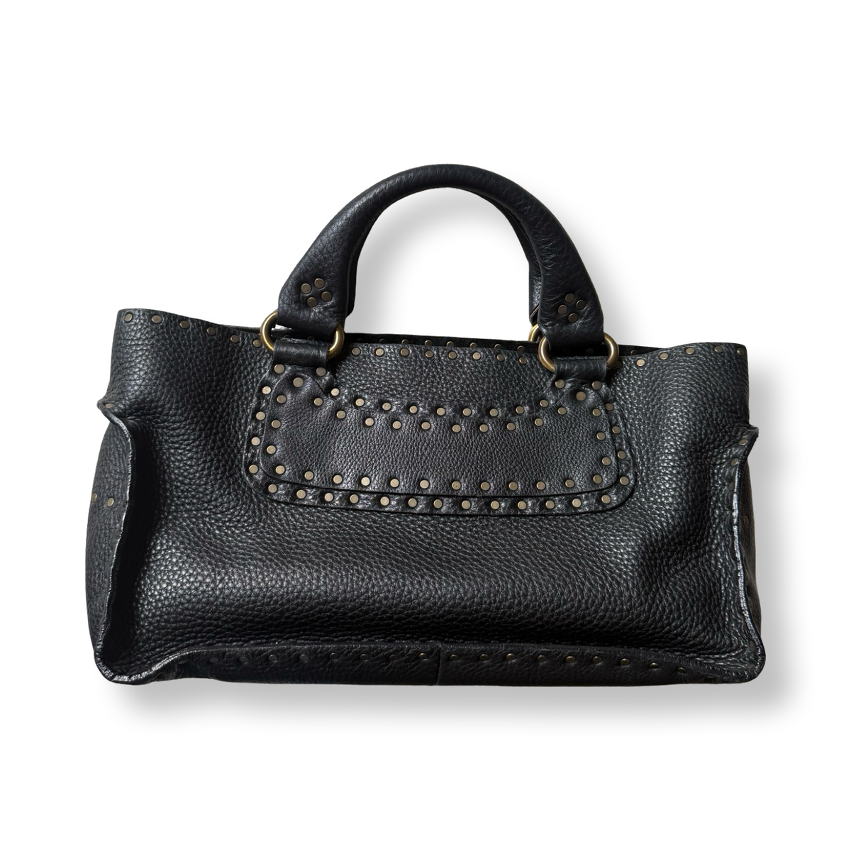 Celine vintage studded boogie bag authentic black pebble leather